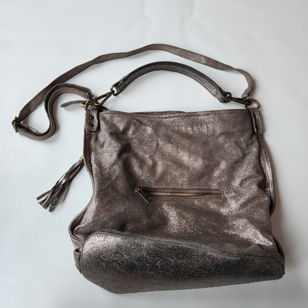 Italy Metallic Gold Leather Shoulder Hand Bag